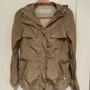 Zara Tan Lightweight Hooded Utility Jacket